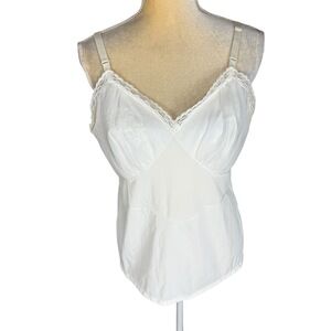Womens Camisole XL Cream Y2K Vintage‎ Lace Trim Adjustable Straps coquette